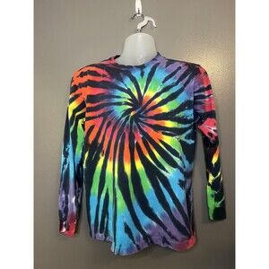 Sundog Shirt Mens Medium Rainbow Tie Dye Swirl Long Sleeve Made USA Graphic Tee